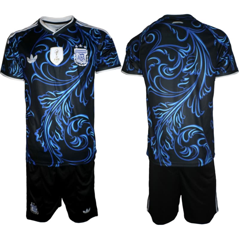 Men's Argentina Blank Black/Blue 2026 Away Soccer Jersey Suit